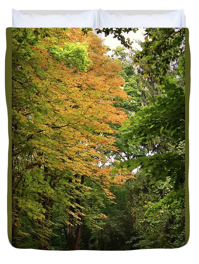 Nature Duvet Cover featuring the photograph Symphony of Autumn Harmony by Leonida Arte