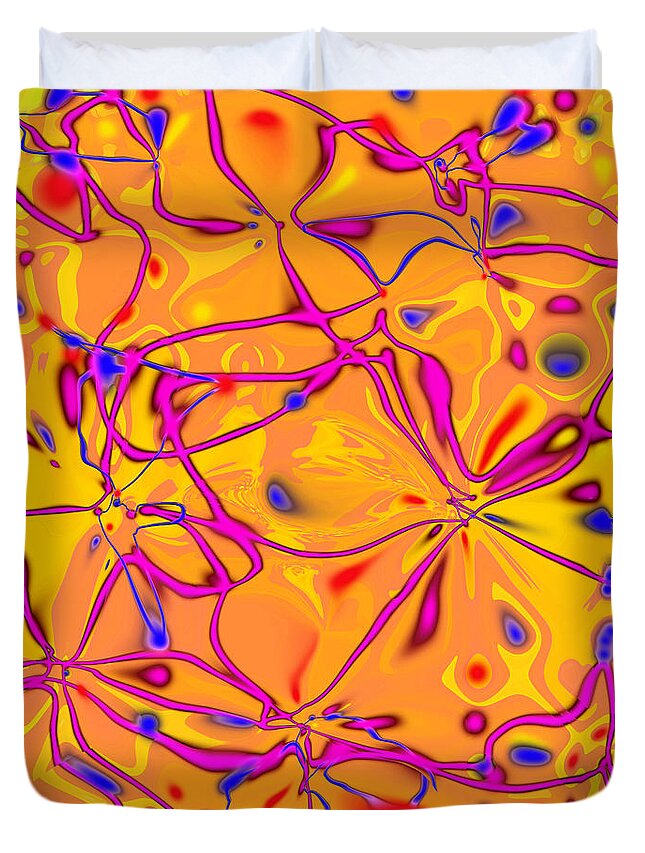 Synaptic Sunrise Duvet Cover featuring the mixed media Synaptic Sunrise by Carl Hunter