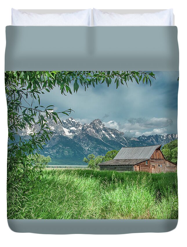 Barn Duvet Cover featuring the photograph T A Moulton Barn, Grand Tetons by Marcy Wielfaert