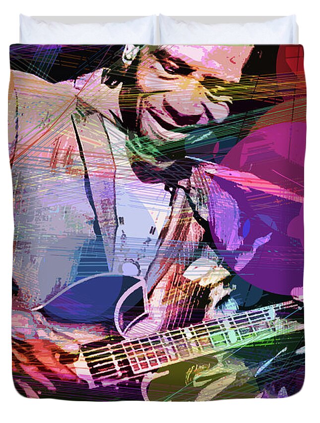 Blues Duvet Cover featuring the painting T-bone Walker Blues by David Lloyd Glover