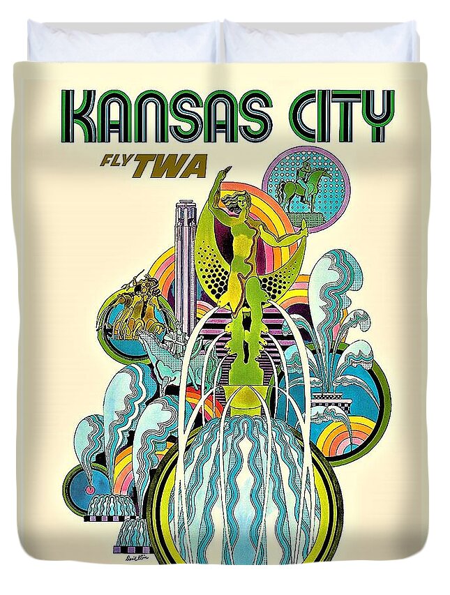 Kansas City Duvet Cover featuring the photograph T W A Kansas City by Rob Hans