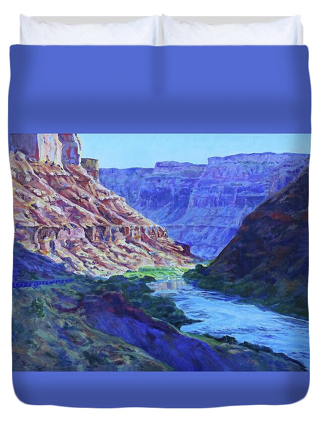 Oil Painting Duvet Cover featuring the painting Takeout Beach by Page Holland