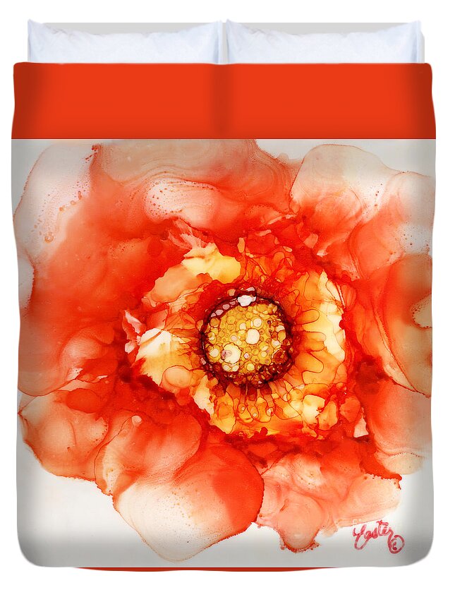 Tangerine Wild Rose Duvet Cover featuring the painting Tangerine Wild Rose by Daniela Easter