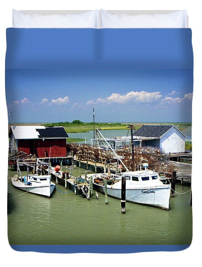 Color Duvet Cover featuring the photograph Tangier Working Boats by Alan Hausenflock
