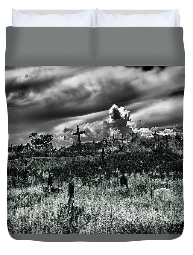 Taos Pueblo Cemetery Duvet Cover featuring the photograph Taos Pueblo Cemetery by Felix Lai