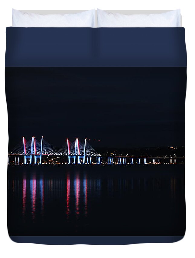 Tappan Zee Bridge Duvet Cover featuring the photograph Tappan Zee Bridge by Laurie Lago Rispoli