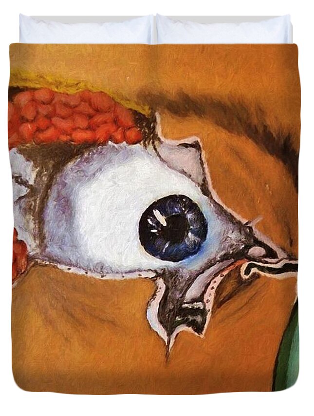 Eye Duvet Cover featuring the painting Tear Duct by Joan Stratton