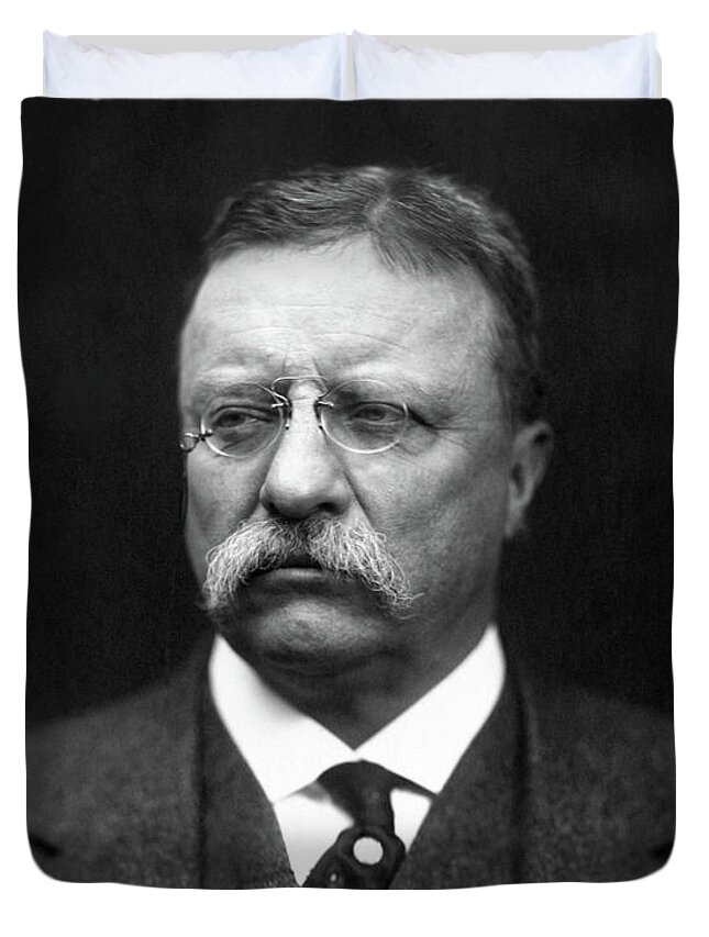Theodore Roosevelt Duvet Cover featuring the photograph Teddy Roosevelt by War Is Hell Store
