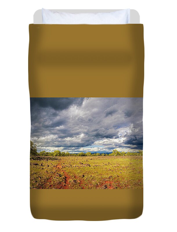 Hiking Duvet Cover featuring the photograph Tehama Moods Panorama by Mike Lee
