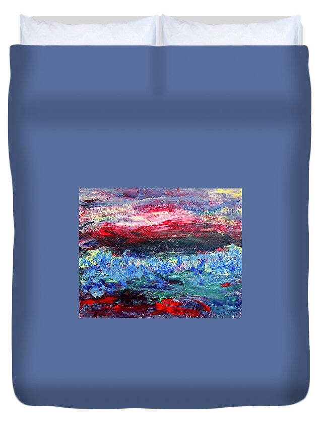 Ocean Duvet Cover featuring the painting Tempest by Teresa Moerer