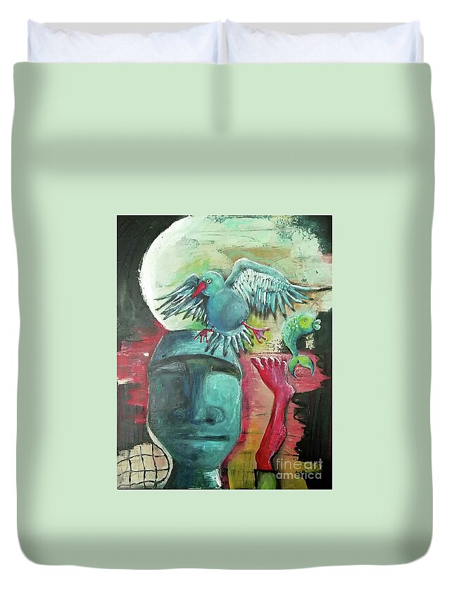 Colors Duvet Cover featuring the painting Templar by Alexandra Vusir