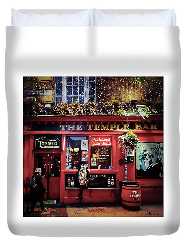 Dublin Duvet Cover featuring the photograph Temple Bar District in Dublin by Peggy Dietz