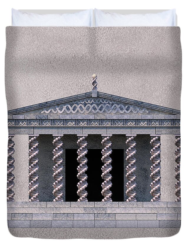 Dna Duvet Cover featuring the digital art Temple of Life Architectural Elevation by Russell Kightley