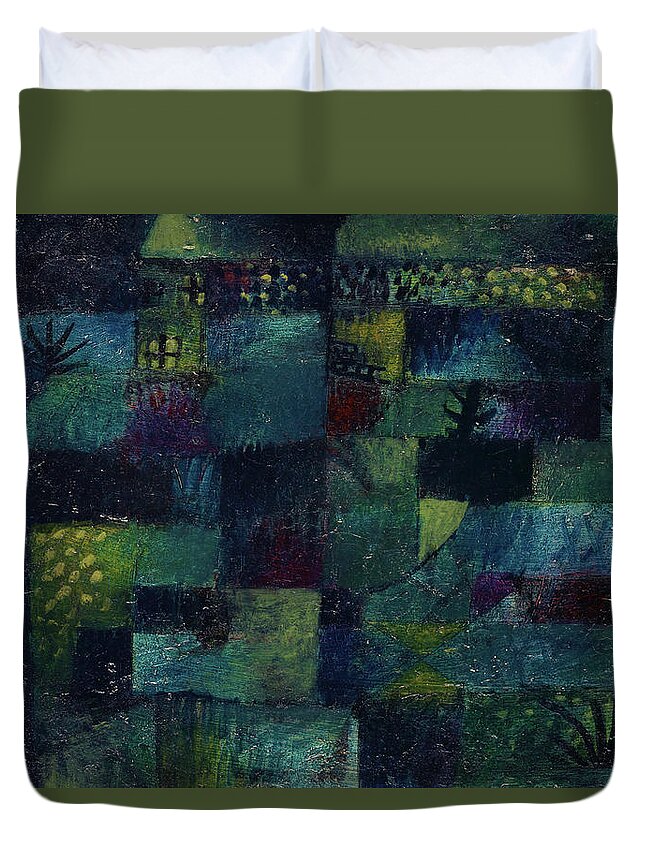 Paul Klee Duvet Cover featuring the painting Terraced Garden by Paul Klee