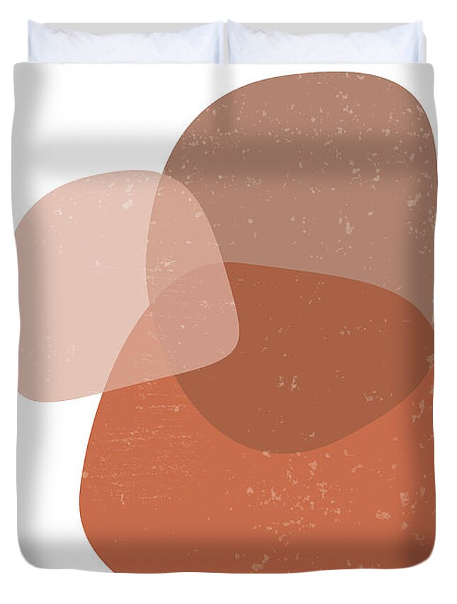 Terracotta Duvet Cover featuring the mixed media Terracotta Abstract 54 - Modern, Contemporary Art - Abstract Organic Shapes - Brown, Burnt Sienna by Studio Grafiikka