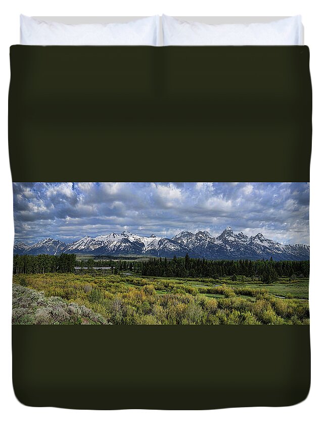 Teton Duvet Cover featuring the photograph Teton Panorama by David Armstrong