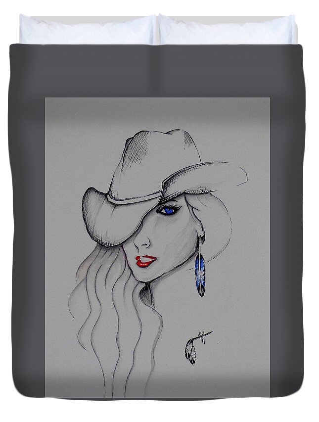 Texas Girl Duvet Cover featuring the painting Texas Girl by Kem Himelright