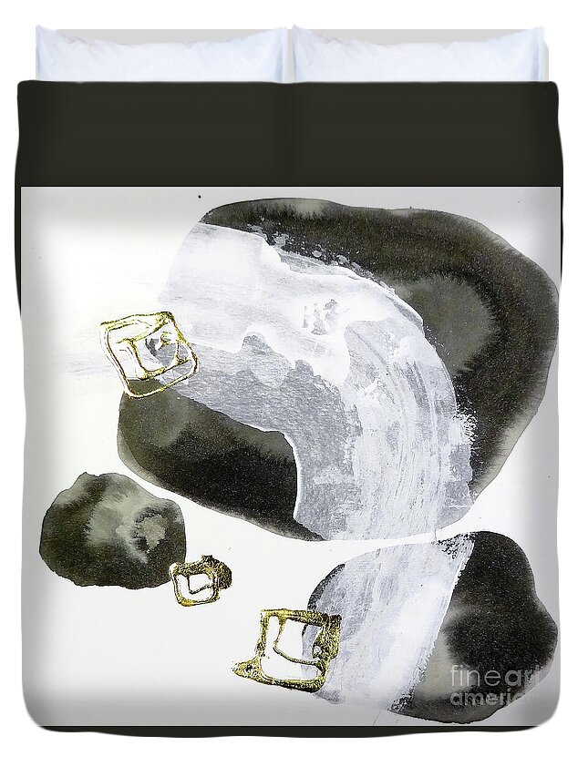 Original Watercolors Duvet Cover featuring the painting Textured White 1 by Chris Paschke