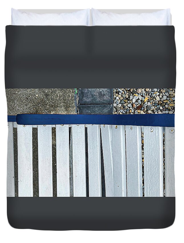 Bench Duvet Cover featuring the photograph Textures Around The Street Bench by Gary Slawsky