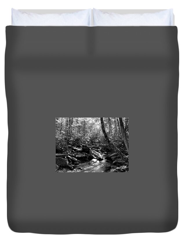 Nc Duvet Cover featuring the photograph Tha Crick BW by Lee Darnell