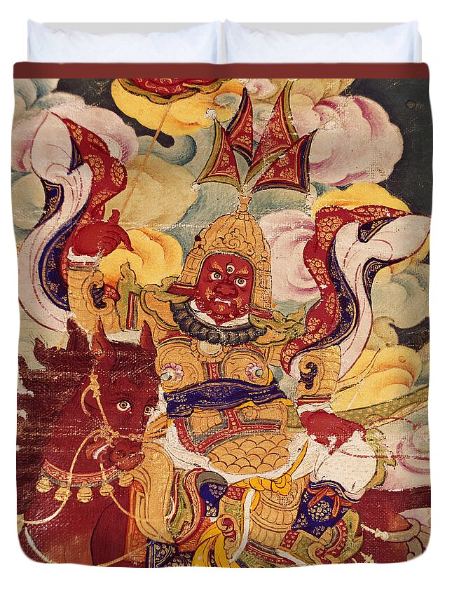 Armor Duvet Cover featuring the photograph Thangka Painting by Ray Ellis