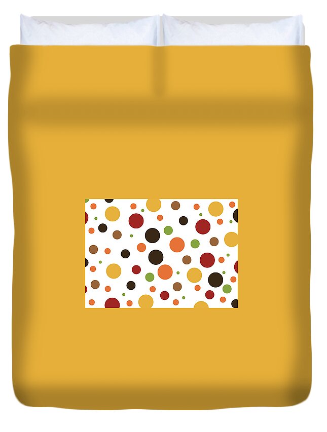 Thanksgiving Duvet Cover featuring the digital art Thanksgiving Polka Dots by Amelia Pearn