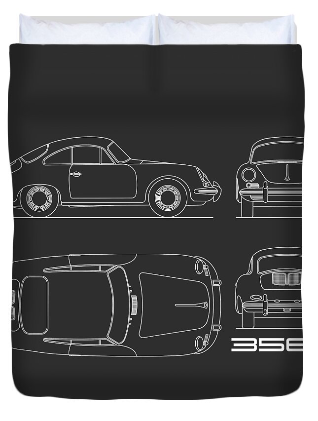 Porsche Duvet Cover featuring the photograph The 356 C Blueprint by Mark Rogan