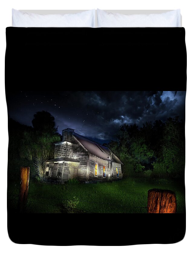 Church Duvet Cover featuring the photograph The Abandoned by Mark Andrew Thomas