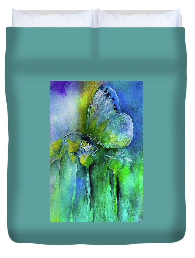 Butterfly Duvet Cover featuring the painting The Beautiful Life Of A Bug by Lisa Kaiser
