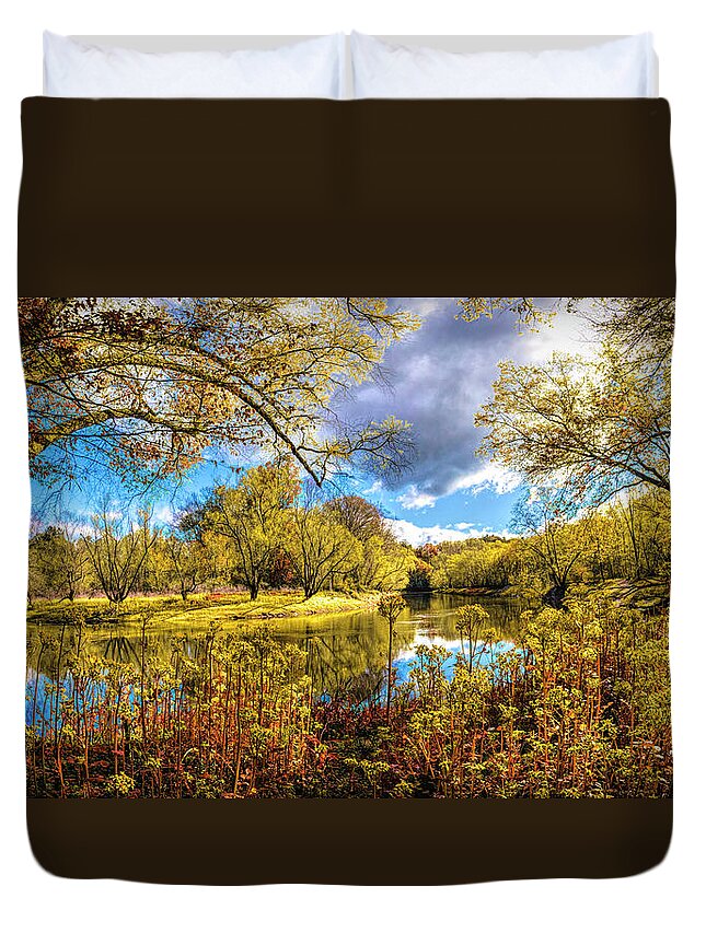 Carolina Duvet Cover featuring the photograph The Beauty of the Valley River in Fall by Debra and Dave Vanderlaan