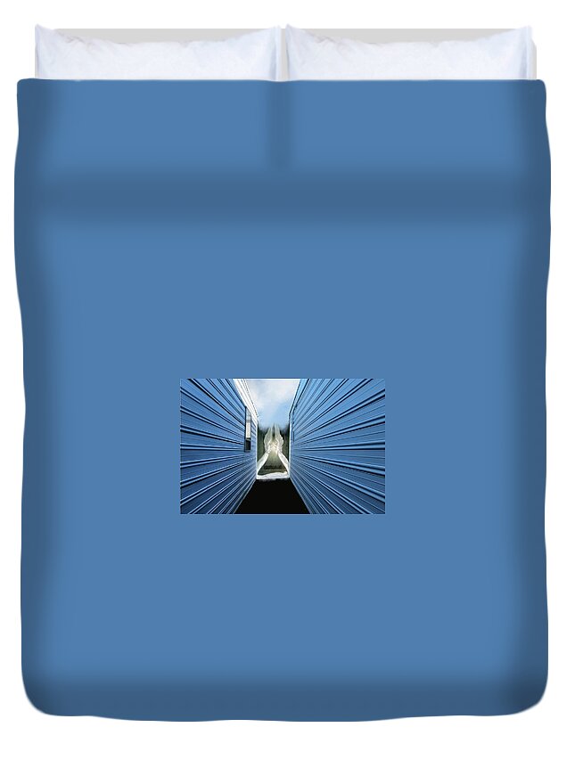Angels Duvet Cover featuring the mixed media The Blued Angels by John Parulis