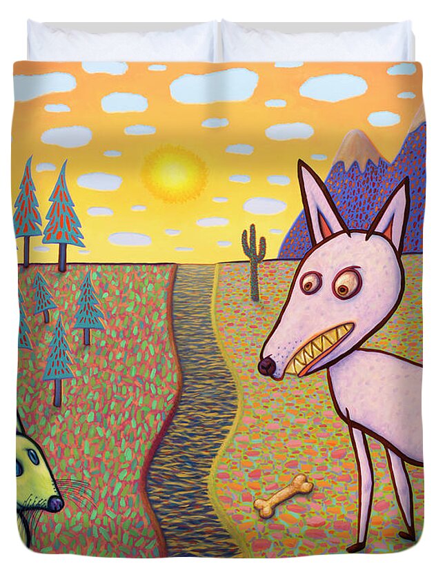 Border Duvet Cover featuring the painting The Border by James W Johnson