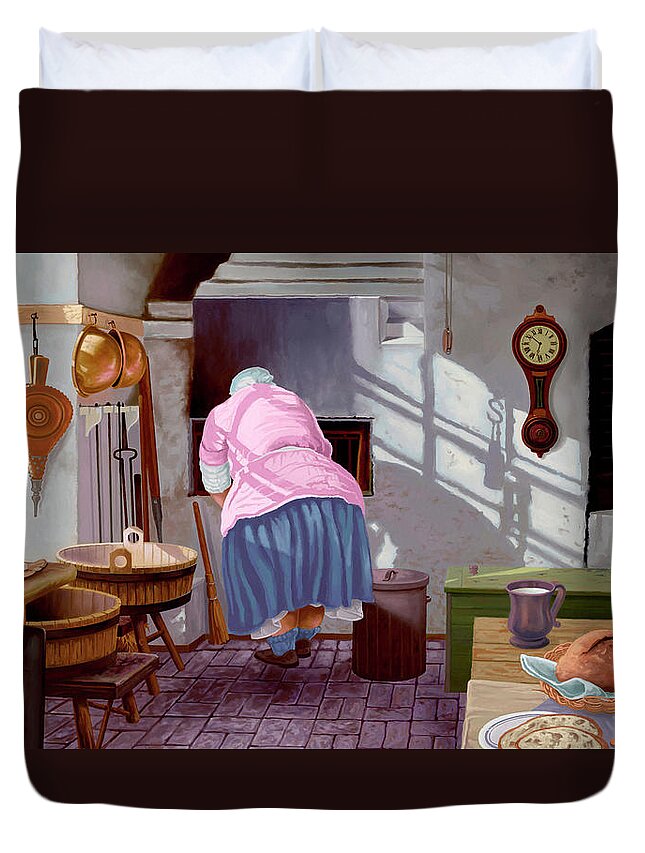 Bakery Duvet Cover featuring the painting The Bread Maker by Hans Neuhart