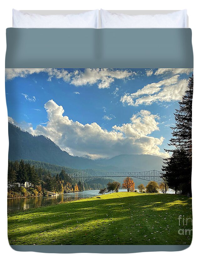 Bridge Of The Gods Duvet Cover featuring the photograph The Bridge of the Gods by Jeanette French