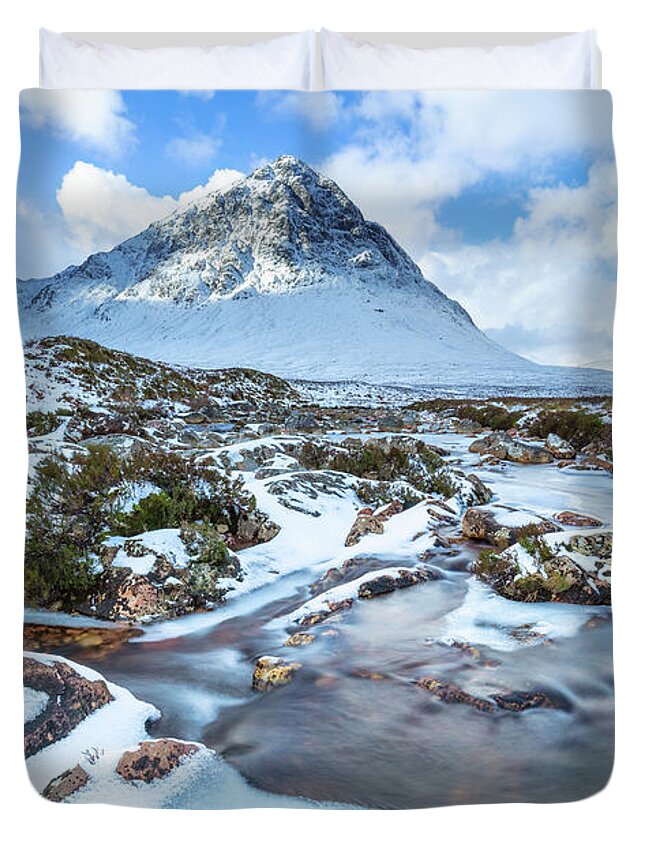 Buachaille Etive Mor Duvet Cover featuring the photograph The Buachaille, Buachaille Etive Mor in the Scottish Highlands by Neale And Judith Clark