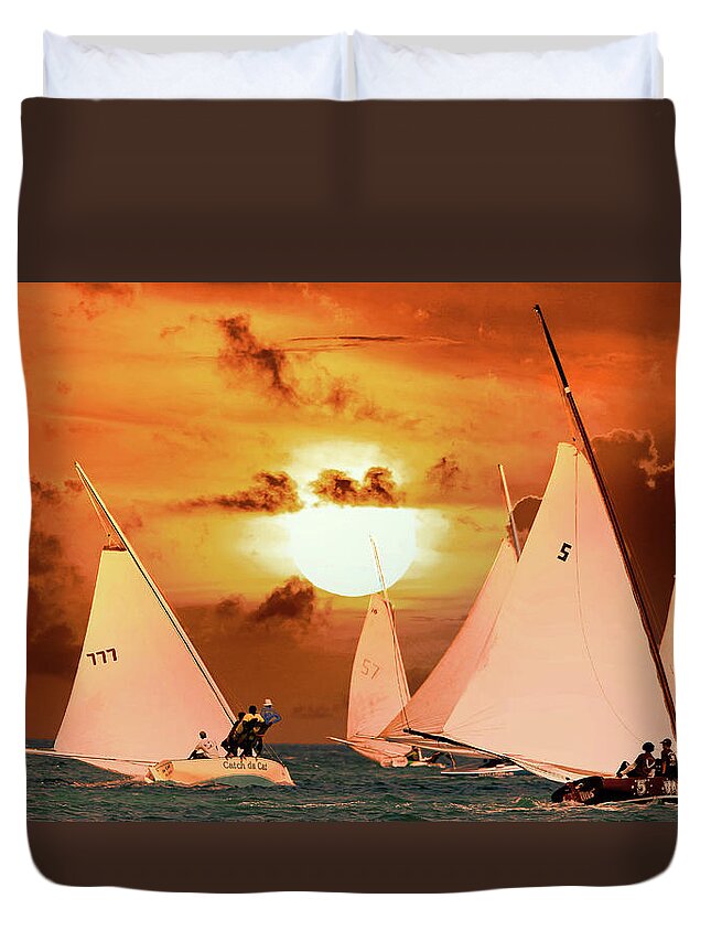 Horizon Duvet Cover featuring the photograph The Burning Sails by Montez Kerr