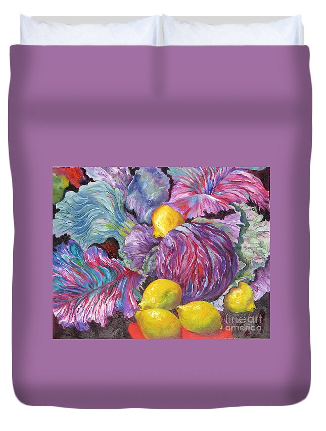 Vegetable Duvet Cover featuring the painting The Cabbage Patch by Lisa Boyd