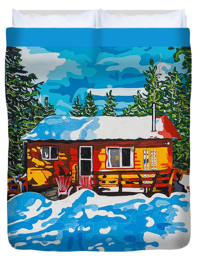 Landscape Duvet Cover featuring the painting The Cabin by Artrophy Studios