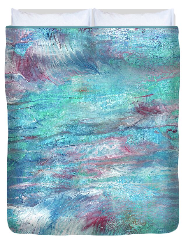 Abstract Duvet Cover featuring the painting The Calmer Sea by Katy Bishop