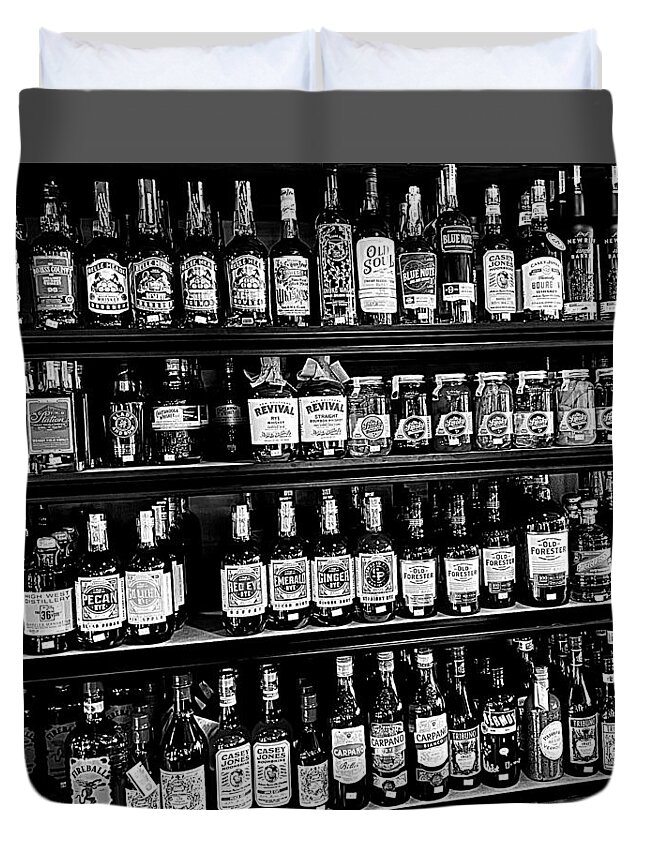 Liquor Duvet Cover featuring the photograph The Candy Store BW by Lee Darnell
