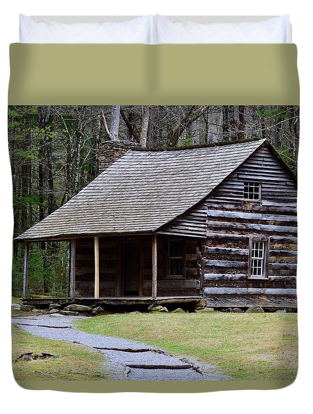The Carter Shields Cabin Duvet Cover featuring the photograph The Carter Shields Cabin by Warren Thompson