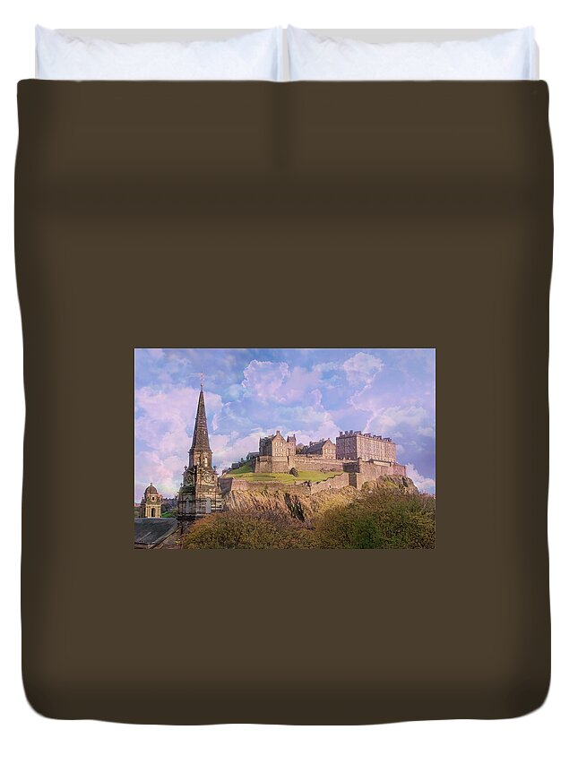Castle Of Edinburgh Duvet Cover featuring the digital art The Castle of Edinburgh by SnapHappy Photos