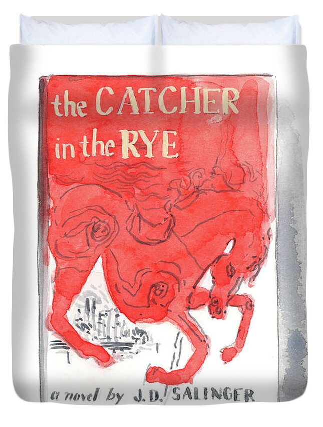 Catcher In The Rye Duvet Cover featuring the painting The Catcher in the Rye Early Edition Hardcover Book by Laura Row