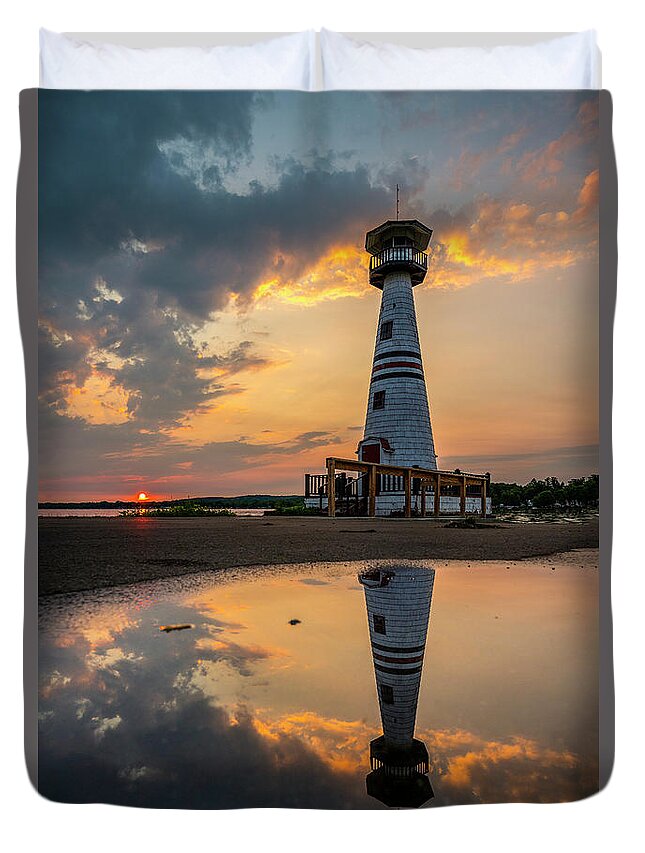 The Celoron Lighthouse Duvet Cover featuring the photograph The Celoron Lighthouse by Mark Papke