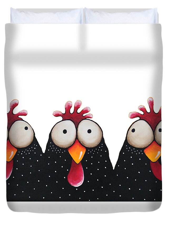 Chicken Duvet Cover featuring the painting The Chicken coop by Lucia Stewart