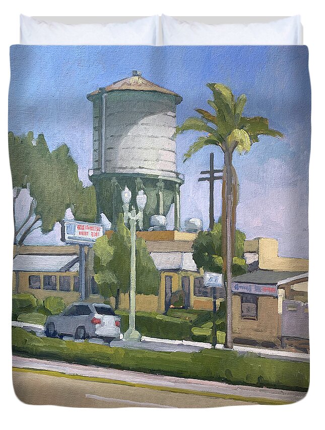 North Park Duvet Cover featuring the painting The Chicken Pie Shop, San Diego by Paul Strahm