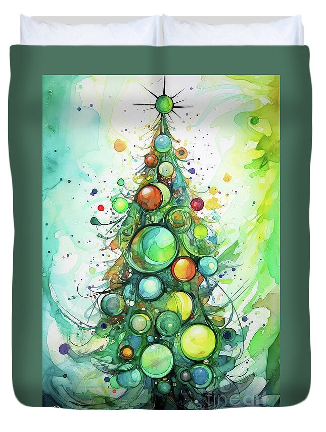 Christmas Duvet Cover featuring the painting The Chrismas Tree by Tina LeCour