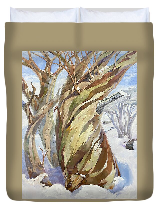 Snow Duvet Cover featuring the painting The Colours of Age by Shirley Peters