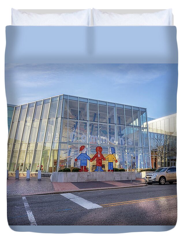 The Commons Duvet Cover featuring the photograph The Commons - Columbus, Indiana by Susan Rissi Tregoning