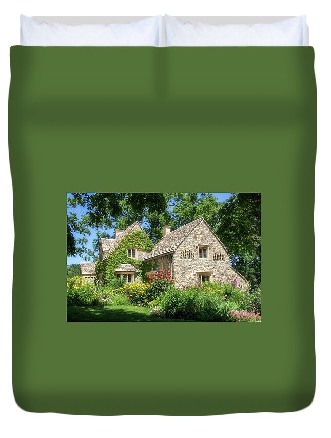 Greenfield Village Duvet Cover featuring the photograph The Cotswold Cottage by Robert Carter